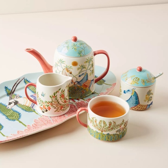 Anthropologie Paige Gemmel Eastern Animal Tea for One Set, Sold Out Collectible - Picture 8 of 9